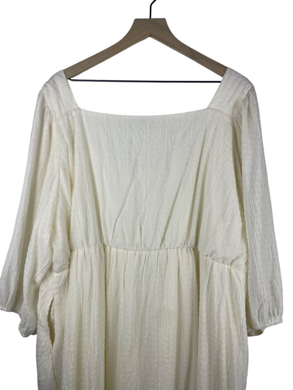 Baltic Born Cream Textured Midi Dress 3XL With Balloon Sleeves Square Neckline - Picture 9 of 9